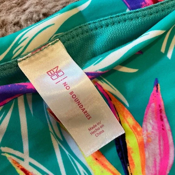 Bikini swimsuit bottoms tie sides floral multicolor green pink neon Small 3/5​ - Picture 8 of 9